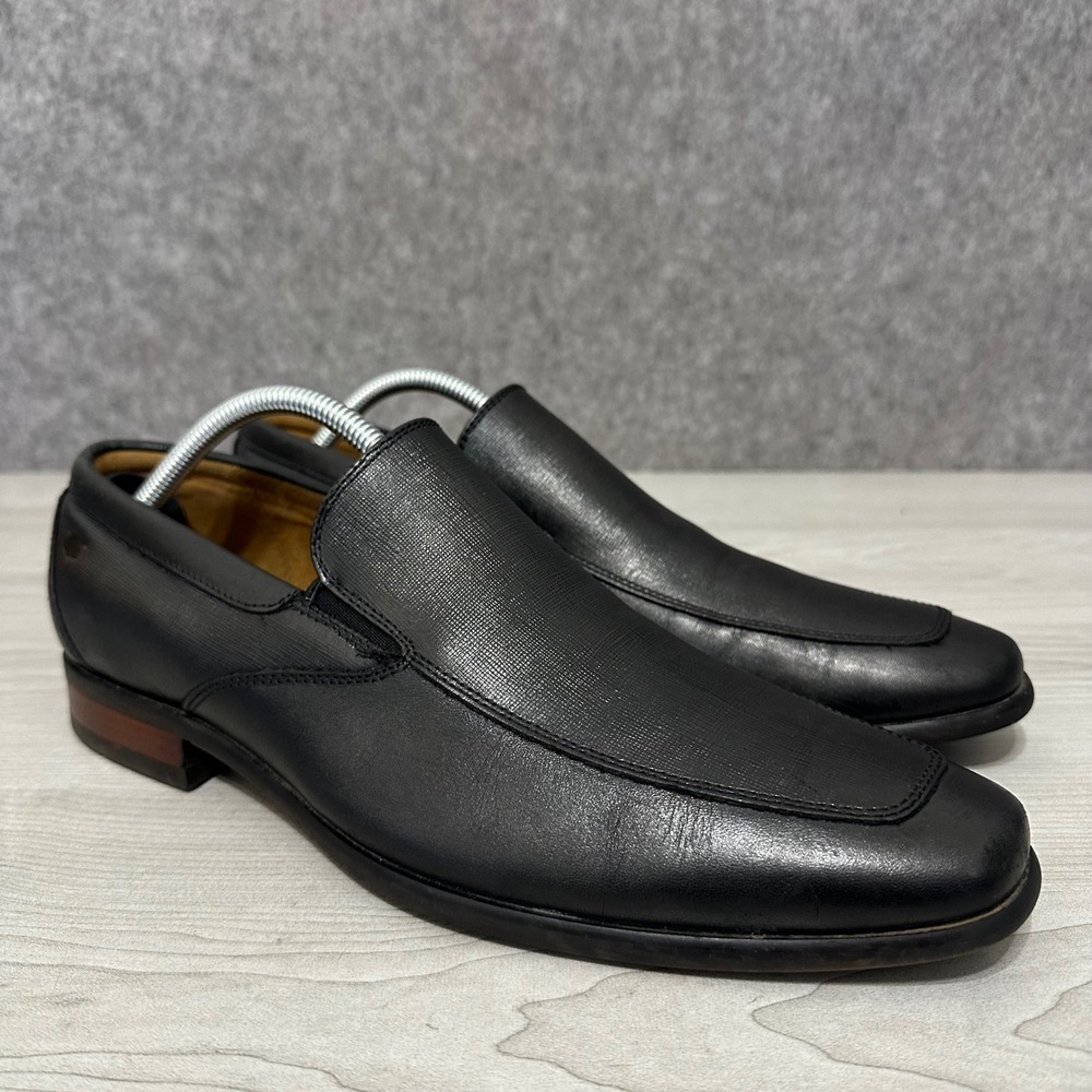Florsheim Postino Loafers Mens 9.5 Black Leather Moc Toe Slip On Dress Shoes